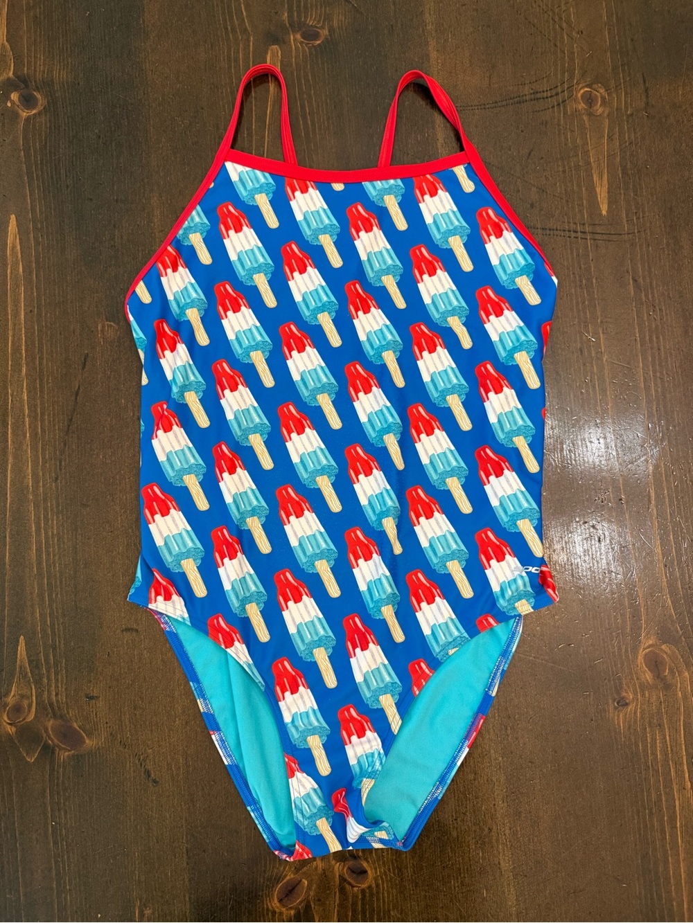 Sporti Red & Blue Popsicle Print One-Piece Swimsuit, size 40